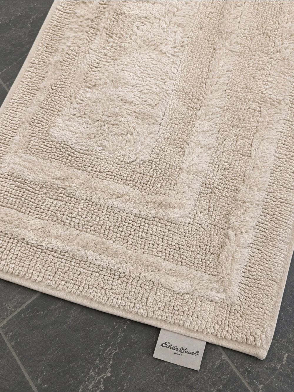 Eddie Bauer Home Ivory Alabaster Plush Sculpted Runner Rug Bath Hall Entryway